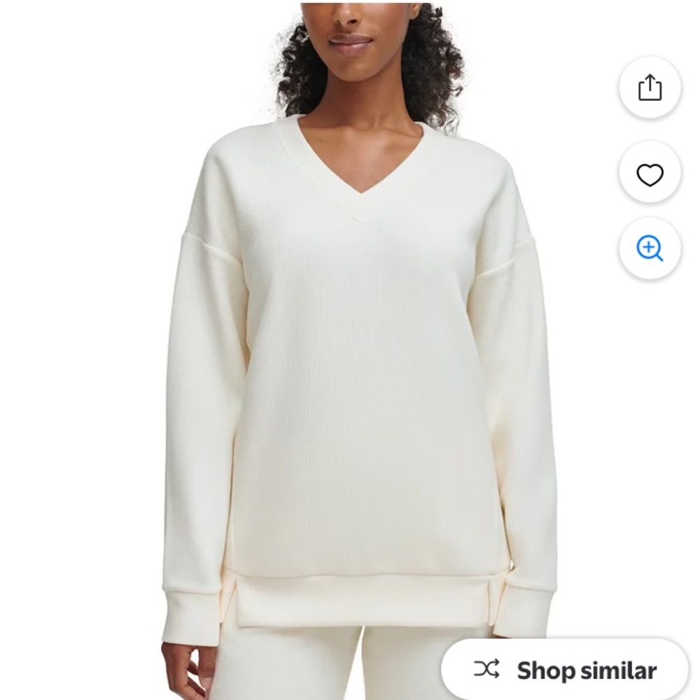 -Women's Marc NewYork Women's VNeck LongSleeve PulloverTop Cream- 12 L/G As Is
